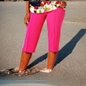 Isaac Mizrahi 26wp Pink Crop Style Pull On Elastic Waistband Slim Leg Pants Nwot
